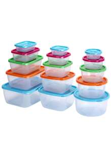 1set Plastic Rainbow Layer 5pcs Fresh-Keeping Box Household Kitchen Refrigerator Transparent Storage Box With Lid - Multicolor - View 4