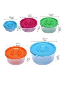 1set Plastic Rainbow Layer 5pcs Fresh-Keeping Box Household Kitchen Refrigerator Transparent Storage Box With Lid - Multicolor - View 7