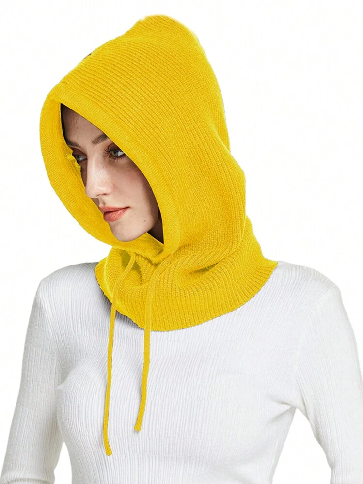 1 chiếc mũ trùm đầu bằng len dệt kim unisex, giữ ấm cổ và mặt. - Màu be tách đôi - Xem 10