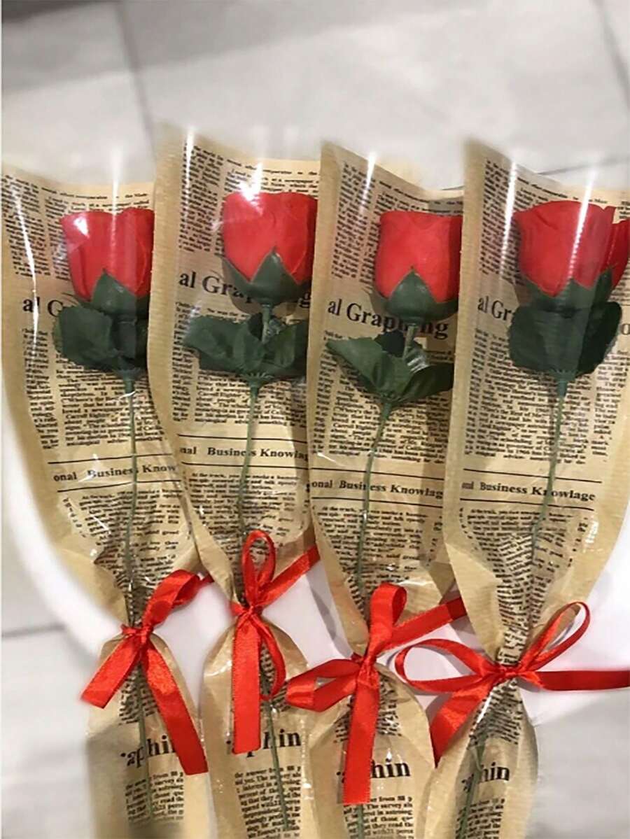 5 cái Hoa Dây Quấn Túi Nhựa Giấy In Bó hoa Túi Đối với Giường đơn Hoa hồng bao bì - Nhiều màu - Xem 1