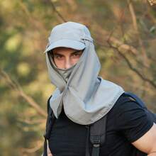 1pc Men's Foldable Waterproof Sun Hat With Neck Face Protection, Removable Mask, And Baseball Cap For Hiking, Climbing, Hunting, Fishing And Other Outdoor Activities