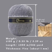 150 克纯色丝线柔软纱线，适用于钩编、针织 T 恤、披肩、围巾、配饰和手工艺品 - 06卡其 - 查看 2