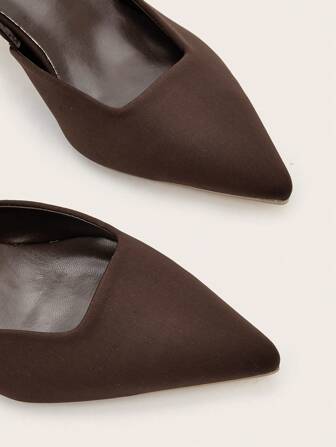 Women's Solid Color Kitten Heel Shoes, Elegant Pointed Toe High Heels, Fashionable Ankle Strap High Heels