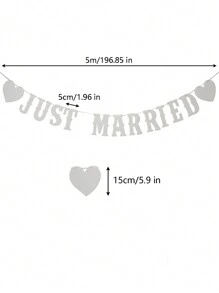 1pc Wedding Decoration Flag Just Married Retro Hollow Letter Love Ribbon Banner Valentine's Day Valentines - White - View 4