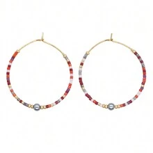 1 Đính Hạt Đôi Khuyên Tai Vòng Nhiều Màu Sắc Handmade Boho Vàng Thiết Kế Thời Trang Nữ Trang Sức Delica Hạt Đá Tự Nhiên Bông Tai Quà Tặng - Đỏ - Xem 16