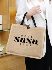 Túi tote in hình "Bà ngoại tuyệt vời nhất", Quà tặng cho dì, Quà tặng cho cháu gái/cháu trai tặng dì, Quà tặng dì yêu quý, Quà tặng hài hước cho dì, bạn bè, chị gái, Quà sinh nhật, Ngày của Mẹ, Túi đựng đồ họa tiết chữ cái, Túi tote vải lanh, Túi mua sắm gấp gọn, Túi xách nhẹ, Quà tặng cho bạn bè và người yêu, Quà tặng cho mẹ, Thích hợp đựng mỹ phẩm cá nhân khi đi du lịch, Túi mua sắm, Dung tích lớn, Quà tặng mùa tựu trường - Màu Khaki - Xem 3