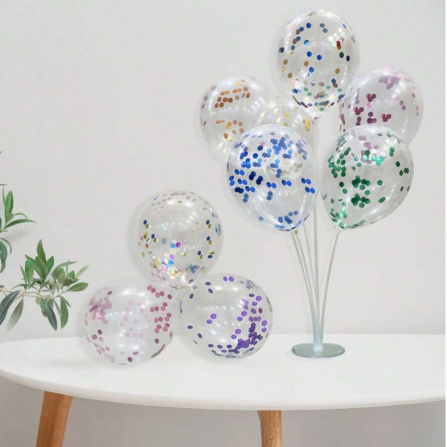 10pcs Random Glitter Latex Balloons Party Decoration Transparent Balloon - Multicolor - View 1