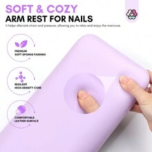 Saviland Reposamanos para uñas – Reposabrazos de uñas morado, cojín de mano, accesorios para decoración de uñas, cojín de reposabrazos de manicura antideslizante, accesorios tecnológicos para uñas, mesa de uñas para manicura casera - Morado - Ver 5