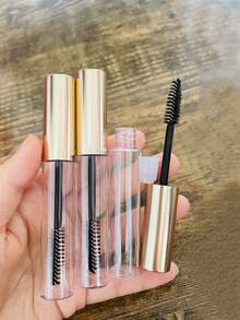3pcs 10ml Empty Mascara Tube With Transparent Pipe, Gold/Silver/Rose Gold Cap For Cosmetic Packaging - Multicolor - View 3