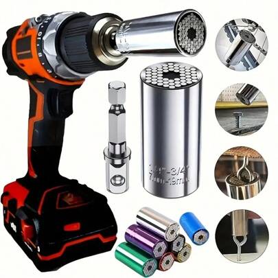 1pc Universal Torque Wrench 7-19mm Hexagonal Multifunctional Universal Socket, Tools For Men