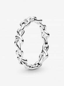 S925 Sterling Silver Intertwined Heart Shaped Ring, Simple & Elegant, Suitable For Couples And Ladies, Perfect For Parties - Silver - View 1