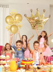 8pcs Large Crown Shaped Balloon Kit, 12 Inches Gold Metallic Foil Crown Balloon And Sparkly Transparent Latex Balloon, Perfect For Wedding/Birthday Party Decoration
