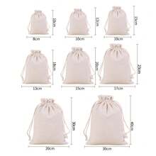 1 pieza Bolsa de lino gris con puntada de cierre y cordón, bolsa de joyería blanca para almacenar artículos pequeños, conveniente para bodas, viajes, regalos y organización de la vida diaria, útiles escolares, accesorios escolares, de vuelta a la escuela, estudiantes universitarios