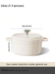 1個24cm多色搪瓷煮鍋,雙耳不粘燉鍋,方便麵鍋,鑄鋁瓷釉湯鍋,複合底加熱湯鍋,廚房烹飪器具