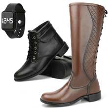 Women Knee-High Boots - 咖啡棕 - 查看 1