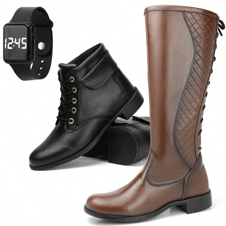 Women Knee-High Boots - 咖啡棕 - 查看 1