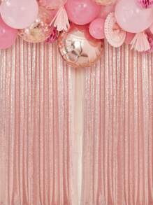 1 pièce Toile de fond de fête or rose, fournitures de décoration de fête d'anniversaire, bannière de fond or rose, rideaux or rose réutilisables pour la décoration de la maison, la décoration de mariage, la décoration de douche de bébé, convient pour être assorti avec des arches métalliques et des ballons, décoration de fond parfaite, également adaptée à un usage quotidien, le tissu de fond brillant ne se démode jamais