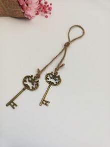 1pc Alloy Keychain With Rope Decoration Pendant,Home Decor ,Room Decor,Wall Decor - Bronze - View 3