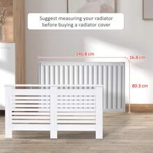HOMCOM Radiator Cover, Modern MDF White Painted Cabinet With Horizontal Slats For Living Room, Bedroom, 152L X 19W X 81H Cm - White - View 7