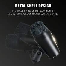 Mic Drum Set Mic Drum Kit DI7 Metal Drum Microphone Kit 7pcs Microphone Instrument Used In Singing Recording Studio - Black - View 5