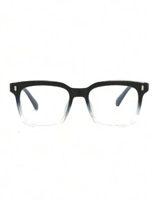1pc Men's Gradient Color Square Rivet Design Flat Lens Glasses, Japanese/Korean Style, Suitable For Daily, School, Wedding - For Men - Multicolor - View 4