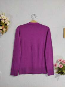 Women Cardigans - Red Violet - View 2