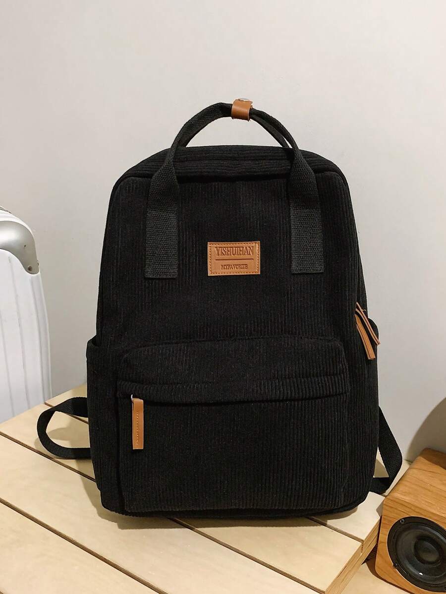青少年灯芯绒背包 轻便休闲书包 可容纳 14 英寸笔记本电脑，高中和大学旅行背包 夏季大学包 电脑背包 黑色包 徒步旅行 学生旅行必需品 露营旅行包 返校笔记本电脑包 运动生活 夏季包 春假 男士包包 背包 旅行必备品 大包 学校用品 学校背包