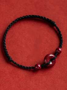 1pc Handmade Lucky Buckle Red Rope Braided Bracelet, Protection Friendship Bracelet For Women Men Birthday Holiday Gift