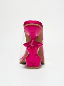 Women's Clear Shaped Body Slip On Heels - Single Round Toe Clear High Heel For Casual - 粉色 - 查看 3