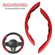 汽車方向盤輔助套超細纖維皮革通用汽車內裝配件 1 對碳纖維外觀 - 黑色 - 查看 11