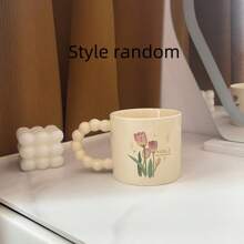 一只325ML陶瓷馬克杯，輕奢時尚奶油黃的郁金香下午茶，高端陶瓷馬克杯，適合日常使用 - 奶油黃 - 查看 5