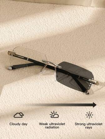 1 件装金属无框方形装饰变色眼镜男士透明眼镜配件