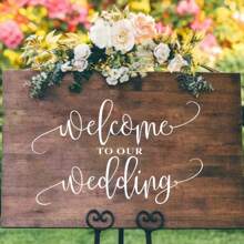 1 pieza Adhesivo de vinilo de espejo de bienvenida para boda, decoración de fiesta de boda, letrero de boda, mural de vinilo, decoración de boda, artículos de boda, mejor regalo - Blanco - Ver 3
