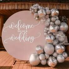 1 pieza Adhesivo de vinilo de espejo de bienvenida para boda, decoración de fiesta de boda, letrero de boda, mural de vinilo, decoración de boda, artículos de boda, mejor regalo - Blanco - Ver 5