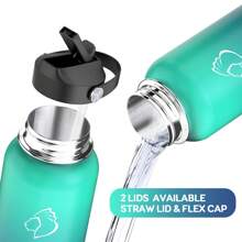 BUZIO 40oz Duet Series Stainless Steel Insulated Water Bottle Wide Mouth With Straw Lid & Flex Cap Drink Flasks - 藍色漸變 - 查看 4