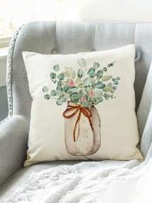 4入組棉麻軟墊套,新鮮自然花卉和腳踏車印花,柔軟透氣材質,非常適合家居和戶外裝飾 - 彩色 - 查看 4