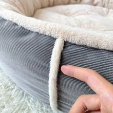 1只防水且可拆式plusheen圓形寵物床,貓狗大型狗床。四季通用。設計美觀的床鋪適用於搭配柴犬使用,附有貓狗寵物墊 - 灰色 - 查看 7