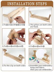 1 件卡其色木質便攜式桌面繡花架,適合十字繡和刺繡,雙柱設計和雙夾板。此立柱可沿著槽移動,適合各種尺寸的繡箍,最大可達近 60 公分。可兩人同時使用,多角度旋轉,安裝簡單,使用方便,成為刺繡工作不可多得的好幫手。 - 卡其色 - 查看 10