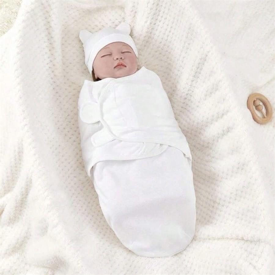 1set Newborn Swaddle Blanket + Hat Baby Bag Wrap Sleep Sack Nursery