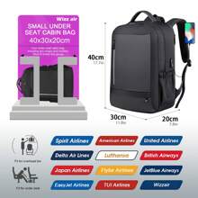 Mochila Viaje Cabina Avion 40x20x30cm Mochila Portatil 15.6" Hombre Grande Mochila Antirrobo Mujer Impermeable Maletas Equipaje de Mano Mochila Escolar - Negro - Ver 2