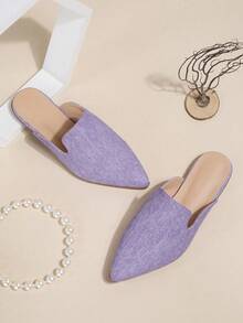 Fashionable Purple Closed Toe Flats Ballerinas For Women - Purple - View 5