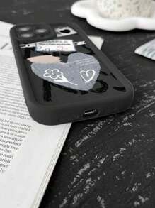 1pc Fashionable Thickened Anti-Drop Heart Patterned Phone Case, Compatible With IPhone & Compatible With Samsung Series Waterproof Shockproof Scratch Resistant