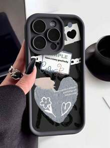 1pc Fashionable Thickened Anti-Drop Heart Patterned Phone Case, Compatible With IPhone & Compatible With Samsung Series Waterproof Shockproof Scratch Resistant