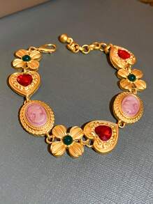 Retro Tiếng Pháp Lãng mạn Ở giữa Lứa tuổi Phong cách Hoa , Chân dung , Kim cương , Thiết kế trái tim Mới Phong cách tòa án Xương quai xanh Chuỗi , Vàng Đồ trang sức Đối với phụ nữ - Vàng - Xem 8