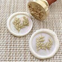 CYFUN DESIGN 1pc 25mm Brass Wax Seal Stamp Head (No Handle) With Vintage Botanical Design For Diy Wedding Party Invitation, Envelope, Gift Packing Decoration Back To School