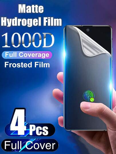 4 片装磨砂水凝胶膜 兼容三星 Galaxy/兼容 /华为/小米/兼容红米/兼容荣耀/屏幕保护膜 全覆盖，易于安装，清晰支持指纹解锁 生日、家人、朋友的礼物 手机屏幕保护膜、手机配件 防水防震防摔防摔防刮防指纹