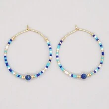 1 Đính Hạt Đôi Khuyên Tai Vòng Nhiều Màu Sắc Handmade Boho Vàng Thiết Kế Thời Trang Nữ Trang Sức Delica Hạt Đá Tự Nhiên Bông Tai Quà Tặng - Đỏ - Xem 11