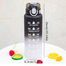1L 带吸管水瓶，多色大容量激励时间标记水瓶，可重复使用的 Tritan 塑料防漏水壶，适用于健身房、工作、旅行和户外运动 - 白色 - 黑色 - 查看 3
