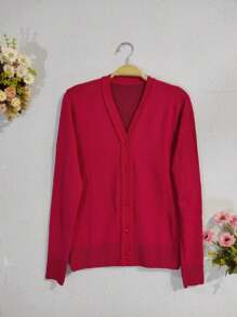 Women Cardigans - Rojo - Ver 1