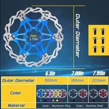 1 PC 160 Blue BUCKLOS Bicycle Disc Brake Rotor 160mm MTB Brake Rotors Heat Dissipation Floating Rotor Hydraulic Brake Rotors Bike Part - Blue - View 4